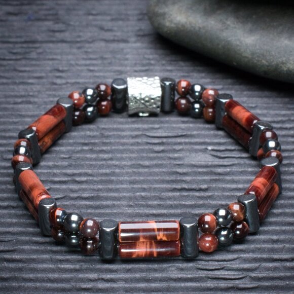 Red Tiger Eye Double Power Bracelet - Picture 2 of 2